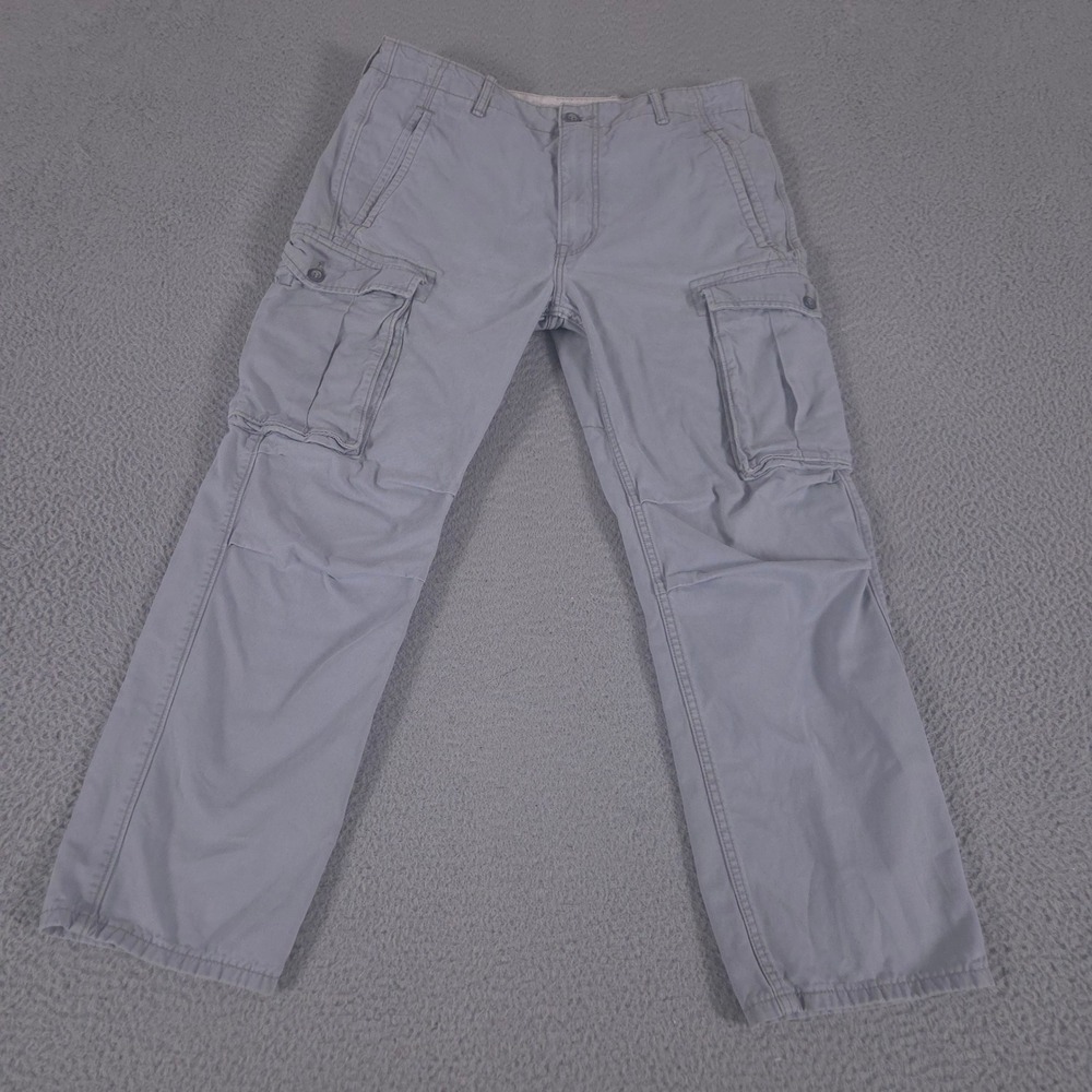 Gap Pants‎ Mens 34x29 Gray Straight Leg Cotton Twill Cargo Utility Multi-Pocket